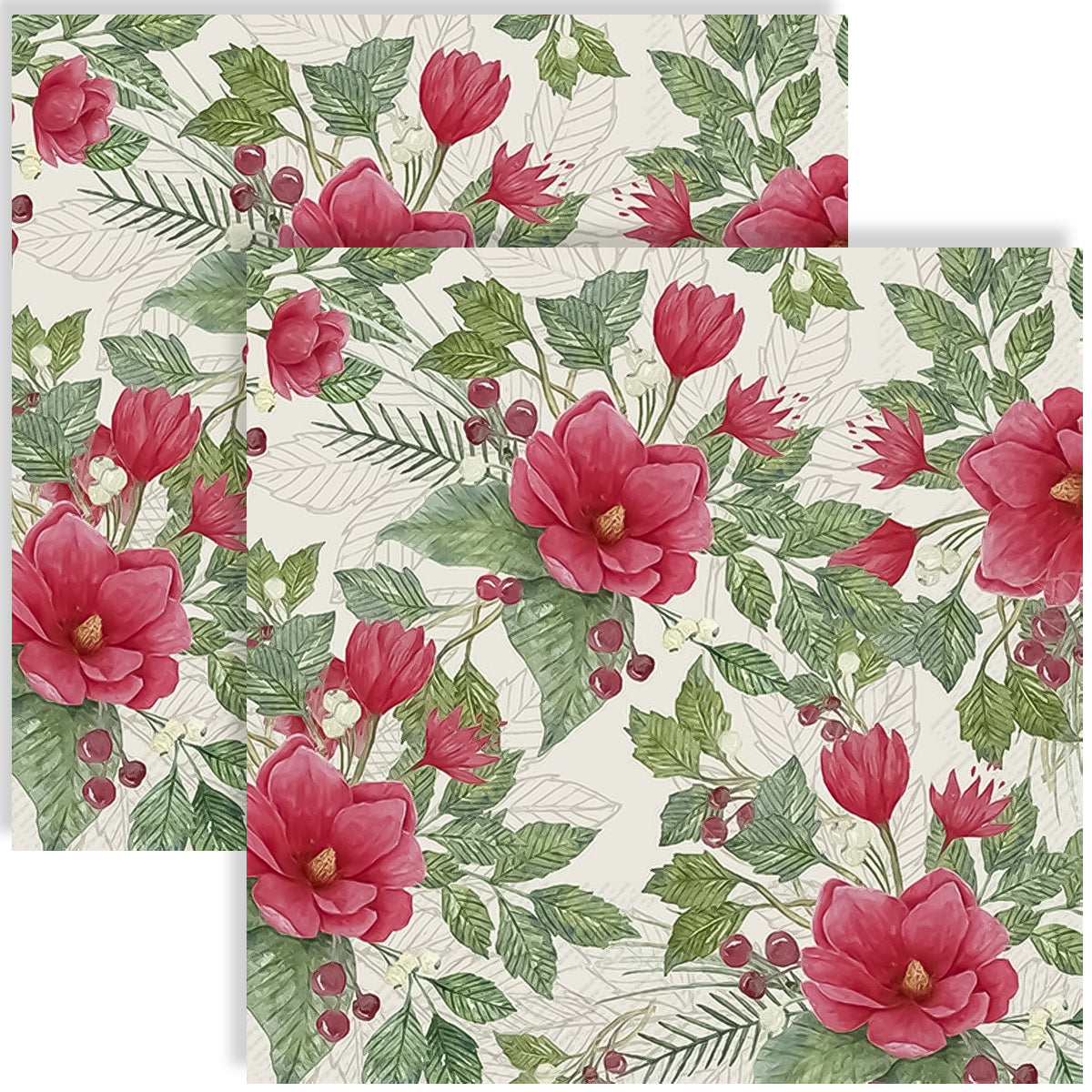 Guardanapo para Decoupage Ihr 33x33cm com 2 Unidades - Flores Rosa Natal