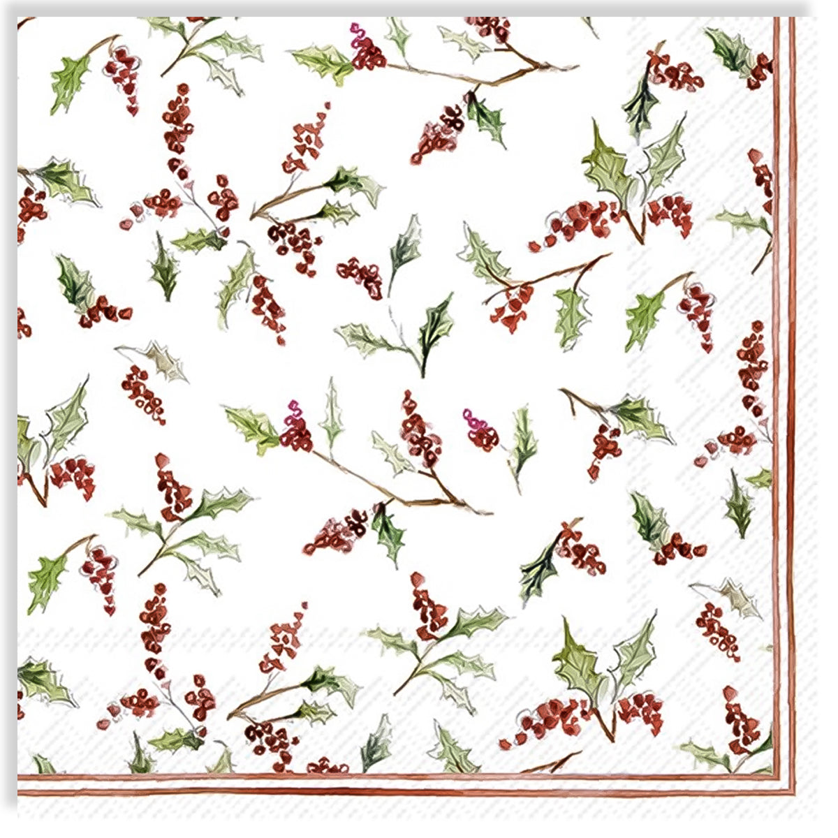 Guardanapo para Decoupage Ihr 33x33 Folhas e Frutas de Natal C/ 20 Unidade