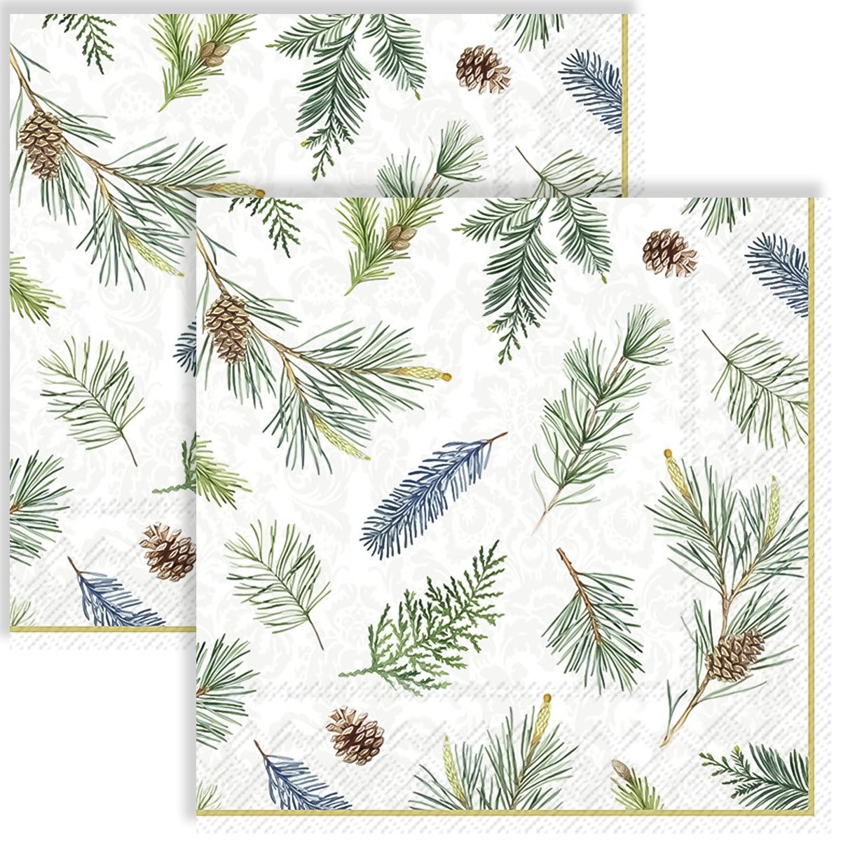 Guardanapo para Decoupage Ihr 33x33cm com 2 Unidades - Ramos e Pinhas