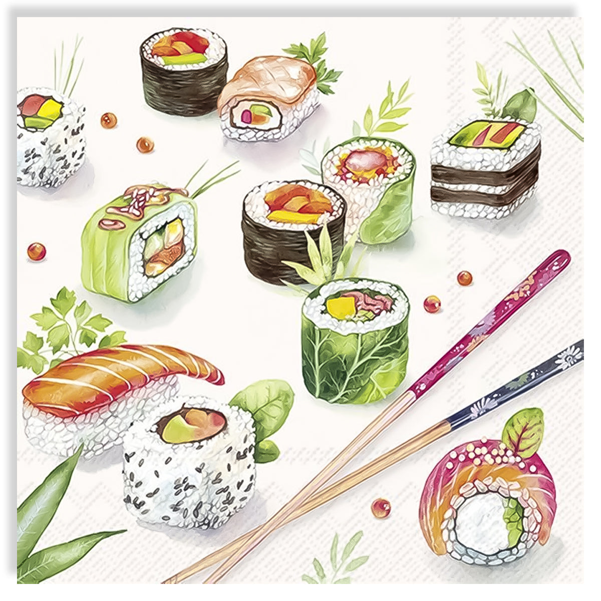 Guardanapo para Decoupage Ihr 33x33cm com 2 Unidades - Sushi Japonês