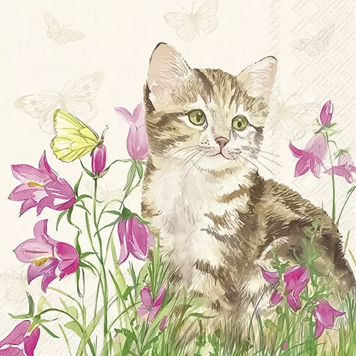 Guardanapo para Decoupage Ihr 33x33cm com 2 Unidades - Gatinho na Floresta