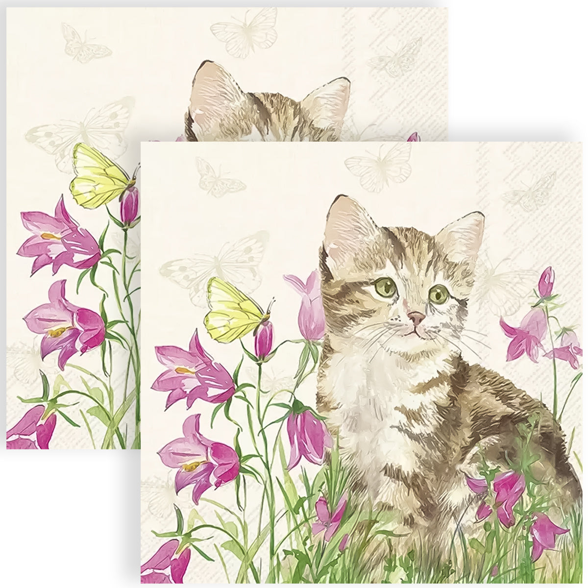 Guardanapo para Decoupage Ihr 33x33cm com 2 Unidades - Gatinho na Floresta