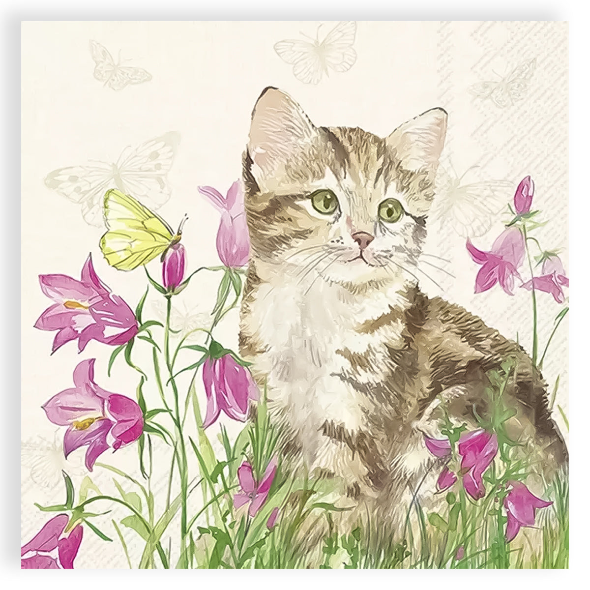 Guardanapo para Decoupage Ihr 33x33cm com 2 Unidades - Gatinho na Floresta