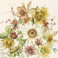 Guardanapo para Decoupage Ihr 33x33 Flores Girassóis Creme com 20 Unidades