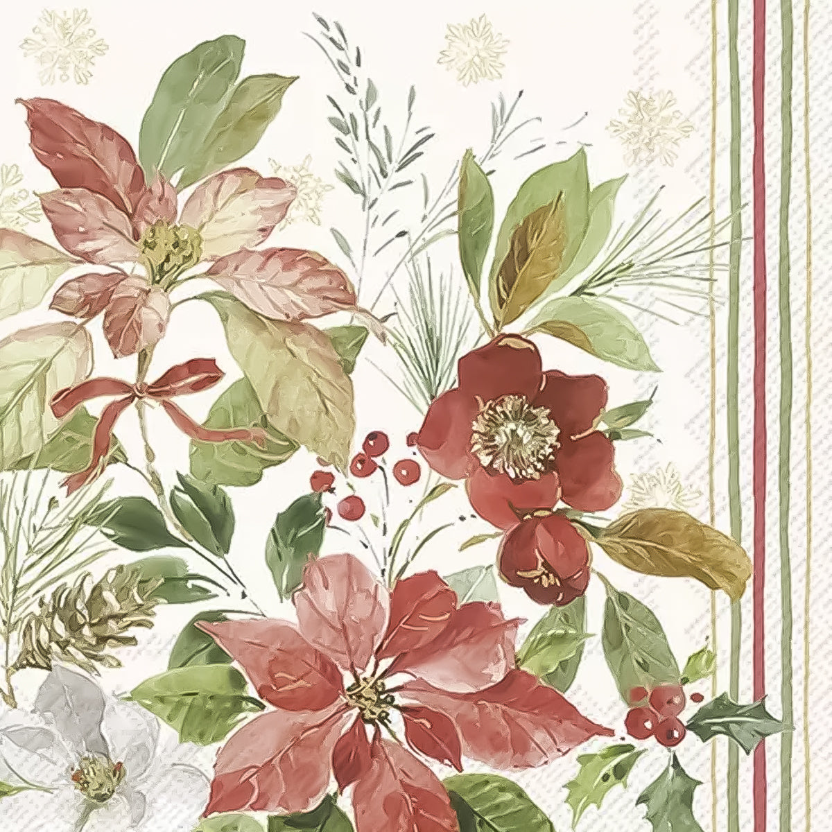 Guardanapo para Decoupage Ihr 33x33cm com 2 Unidades - Buquê de Rosas Creme