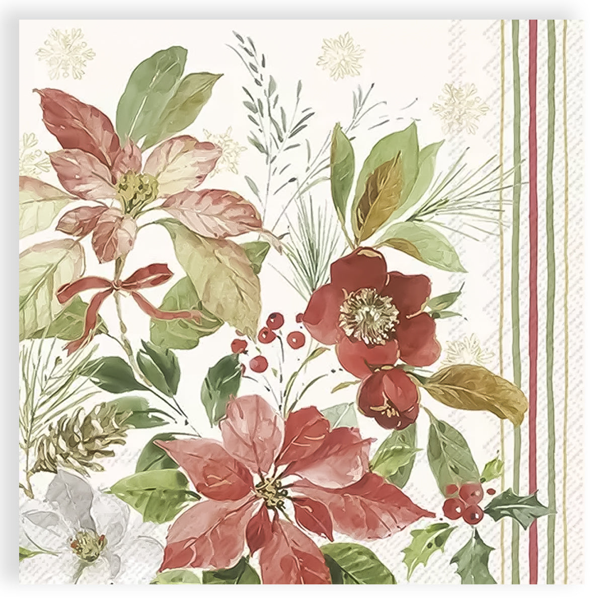 Guardanapo para Decoupage Ihr 33x33cm com 2 Unidades - Buquê de Rosas Creme