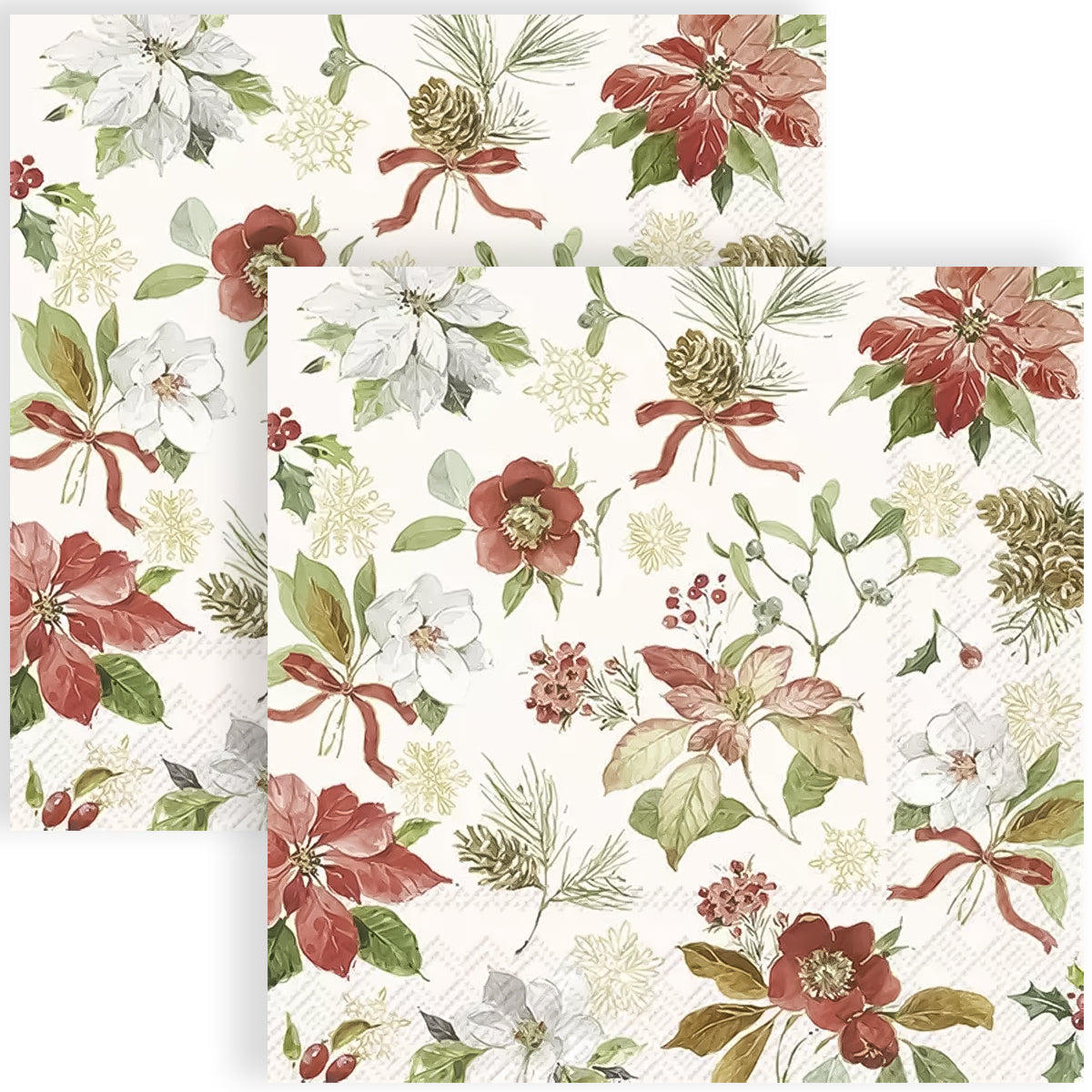 Guardanapo para Decoupage Ihr 33x33cm com 2 Unidades - Flores Rosas Creme