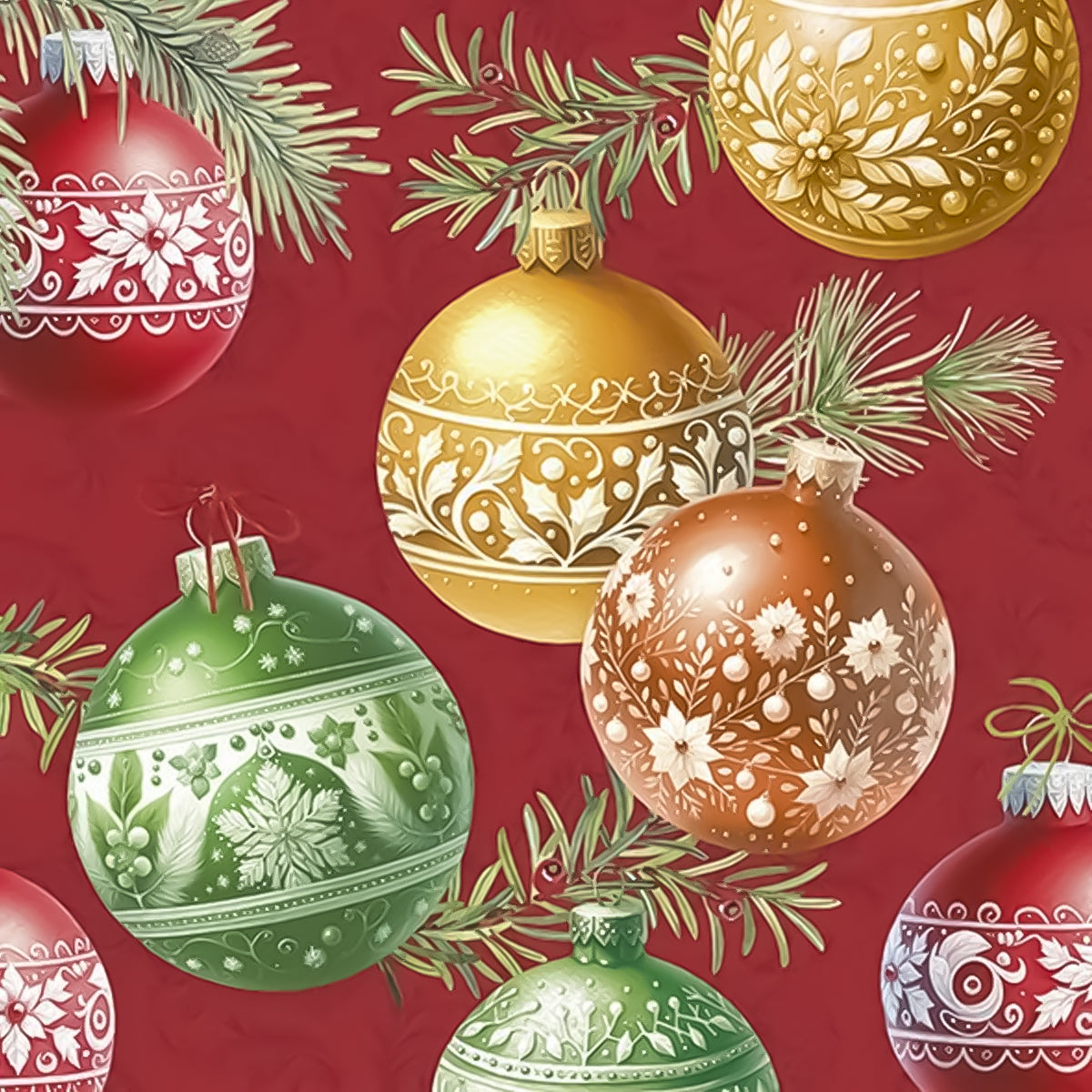 Guardanapo para Decoupage Ihr 33x33 Bolhas de Natal Vermelho com 20 Unidades