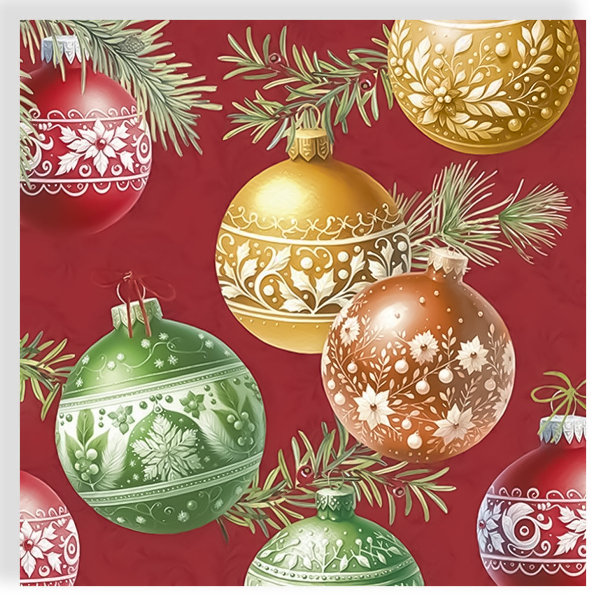Guardanapo para Decoupage Ihr 33x33 Bolhas de Natal Vermelho com 20 Unidades