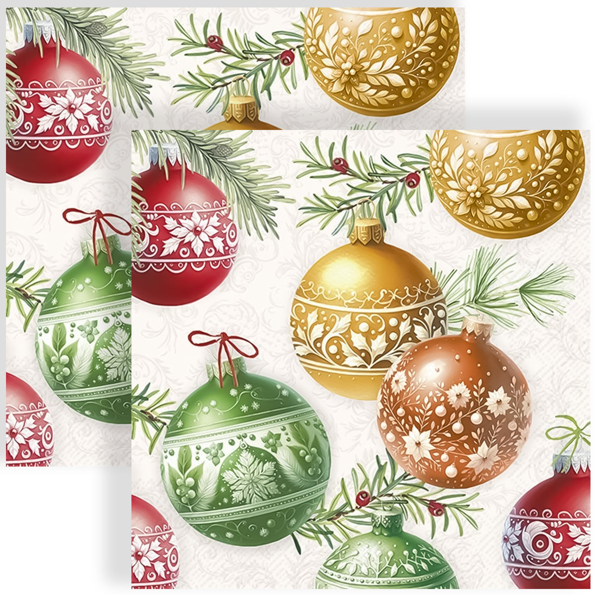 Guardanapo para Decoupage Ihr 33x33 Bolhas de Natal Creme com 20 Unidades