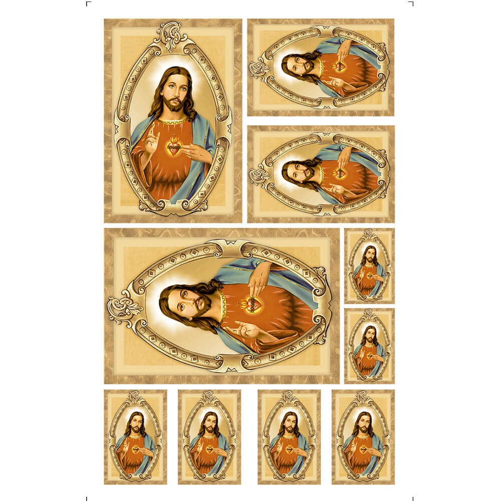 Transfer de Imagem Small Sagrado Coracao de Jesus 9,8x15cm para Artesanato e Decoração Tis-033 - Litoarte