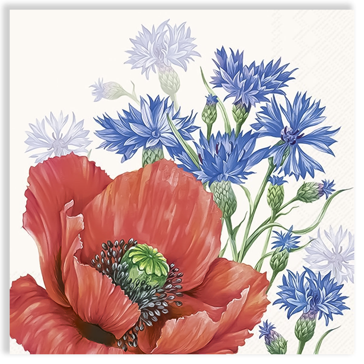 Guardanapo para Decoupage Ihr 33x33cm com 2 Unidades - Flores Papoula