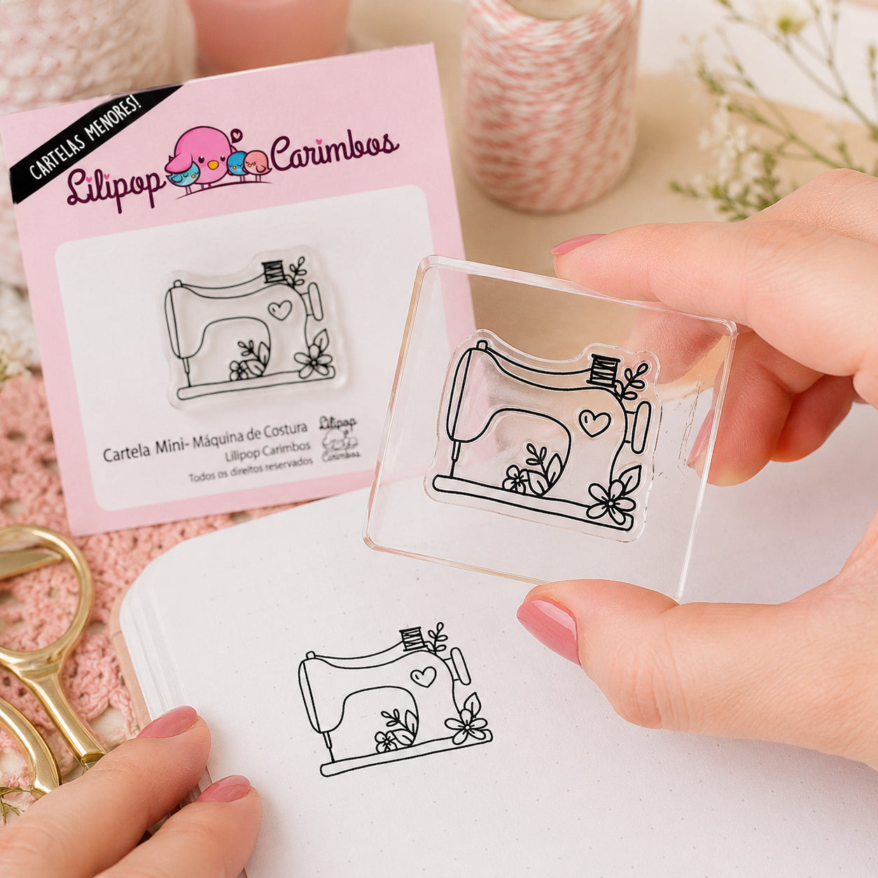 Cartela de Carimbos Máquina de Costura em Fotopolímero para Artesanato e Scrapbook - Lilipop