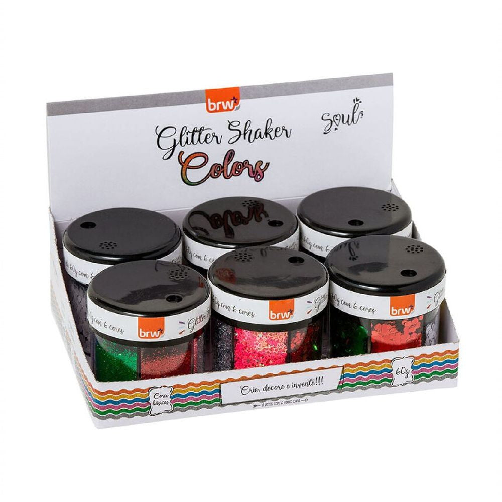 Glitter Shaker Colors 60g com 6 Cores para Artesanato - Brw