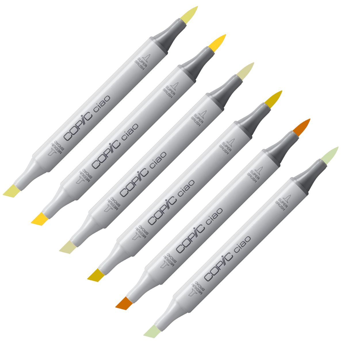 Caneta Marcador Copic Ciao Ponta Dupla Tons de Amarelo - Y, YR e YG