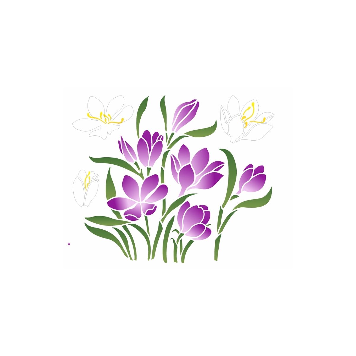 Stencil Opa 20x25cm - Flores Açafrão-da-terra - 3545