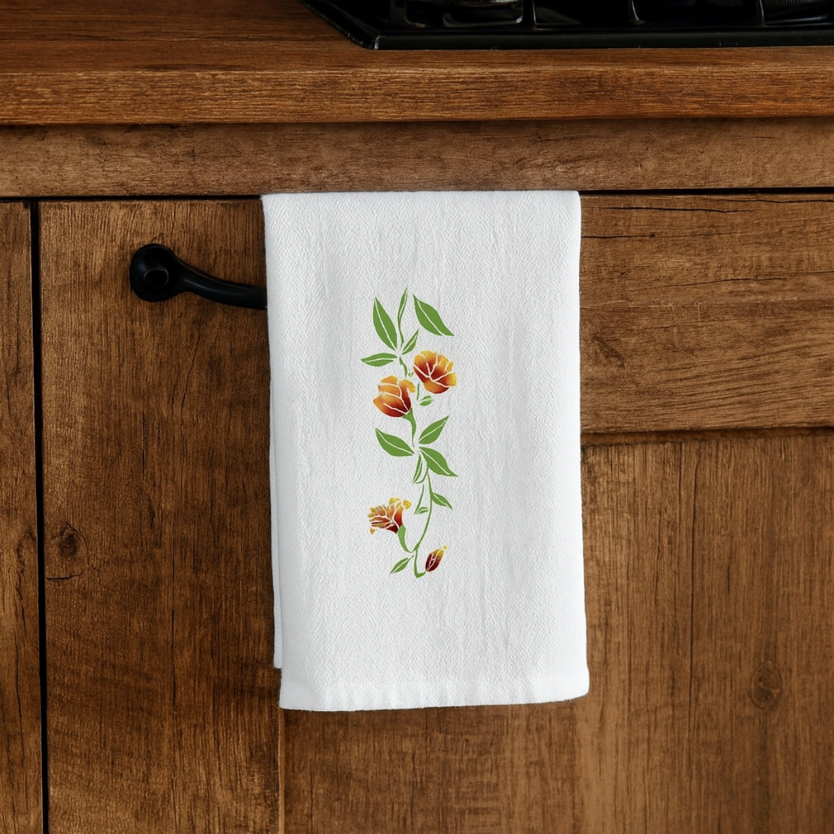 Stencil Opa 10x30cm - Flores Lírio Nepalense - 3534