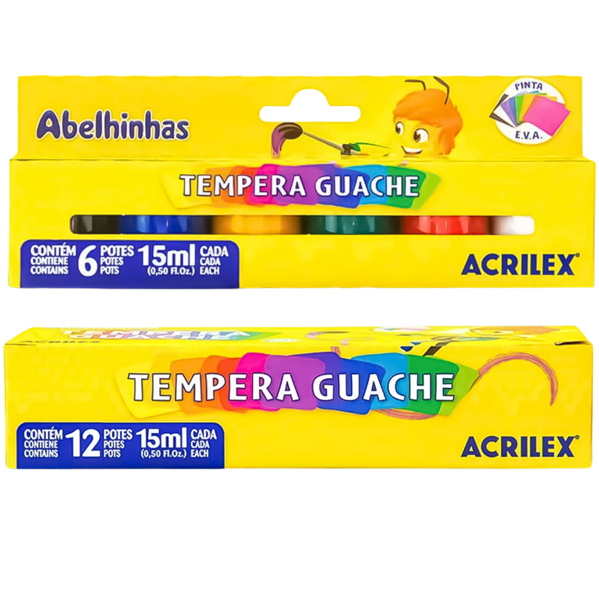 Kit Tempera Guache 06 Cores 15ml Acrilex 