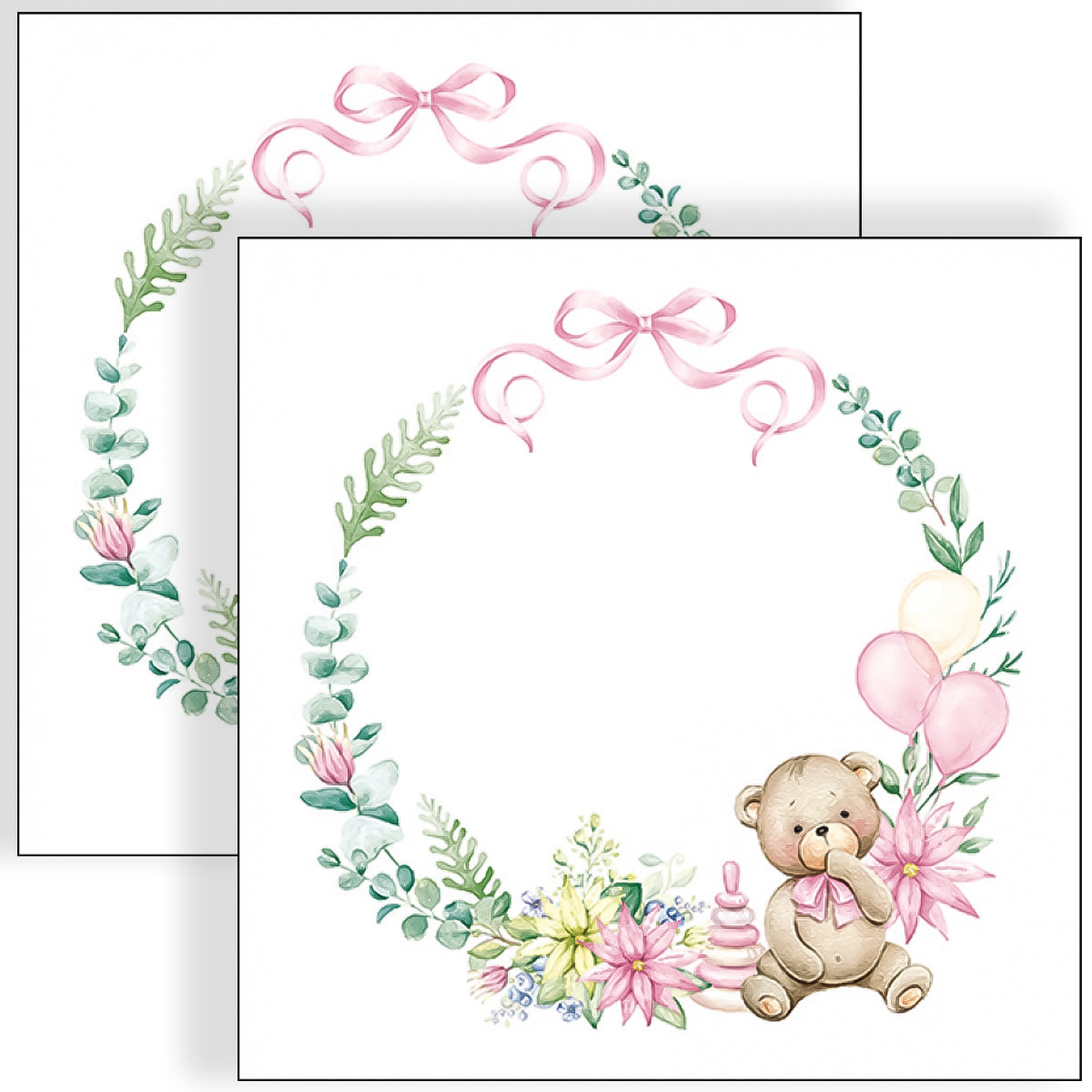 Guardanapo para Decoupage Ambiente 33x33cm com 20 Unidades - Guirlanda de Nascimento Rosa