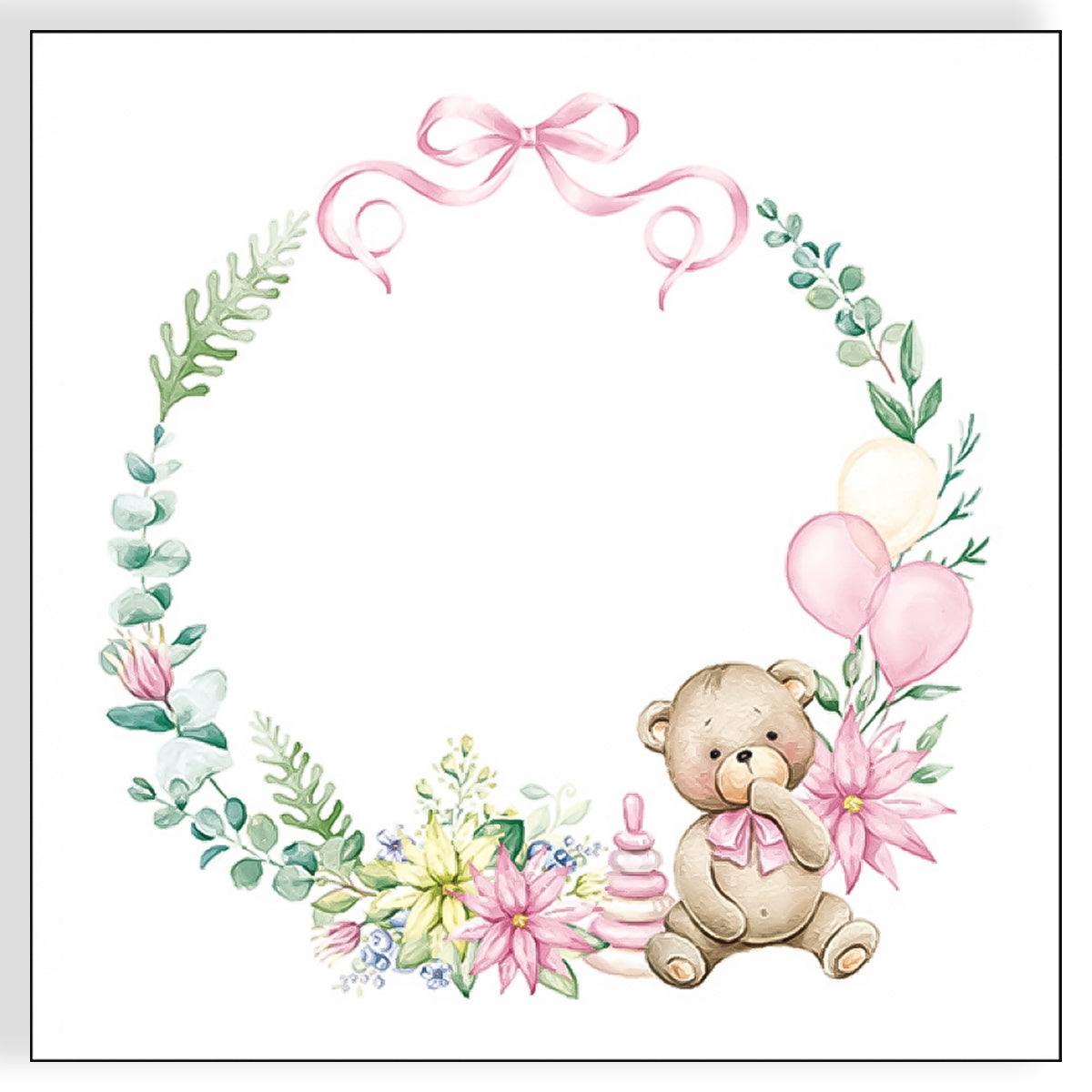 Guardanapo para Decoupage Ambiente 33x33cm com 20 Unidades - Guirlanda de Nascimento Rosa