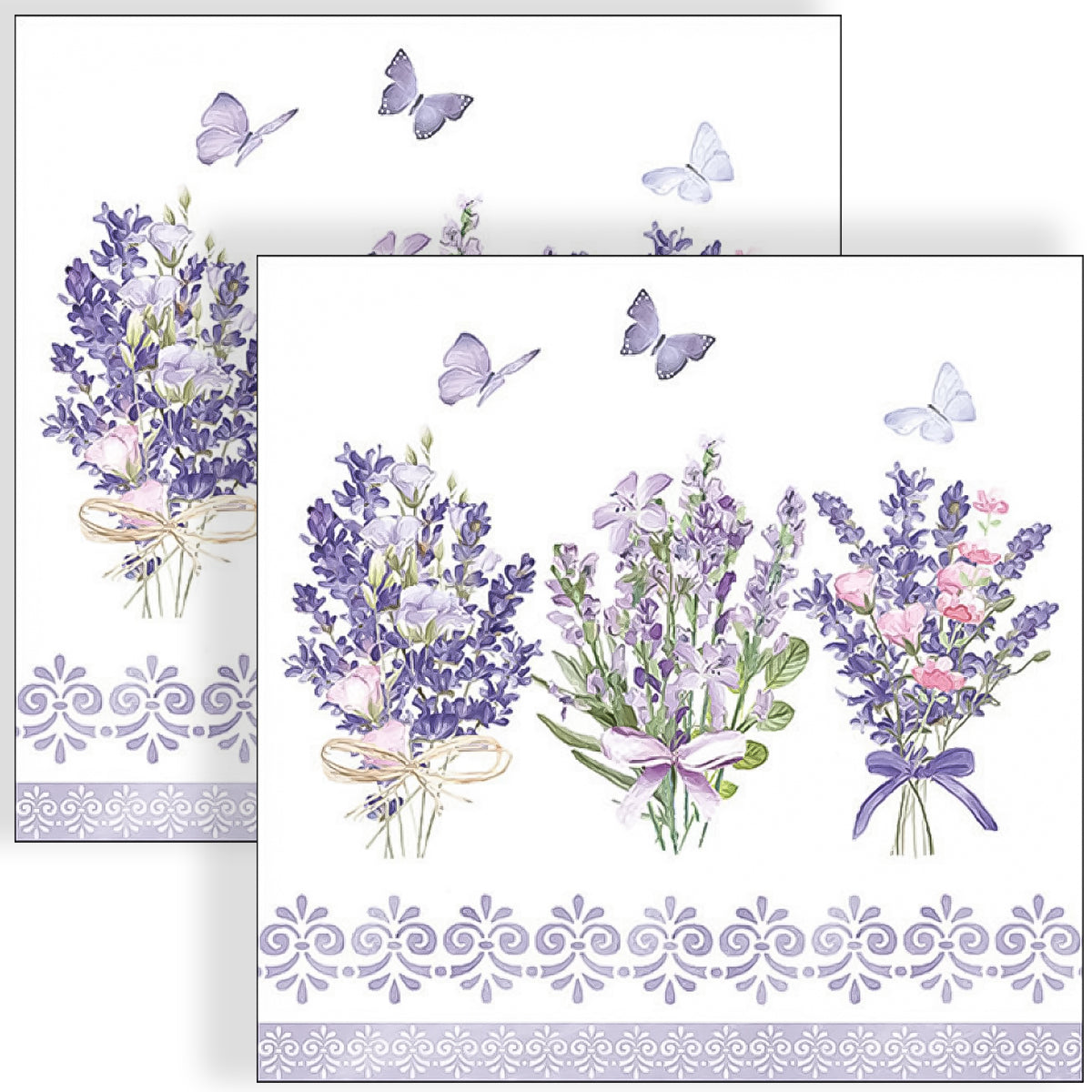 Guardanapo para Decoupage Ambiente 33x33cm com 20 Unidades - Lavanda e Borboletas