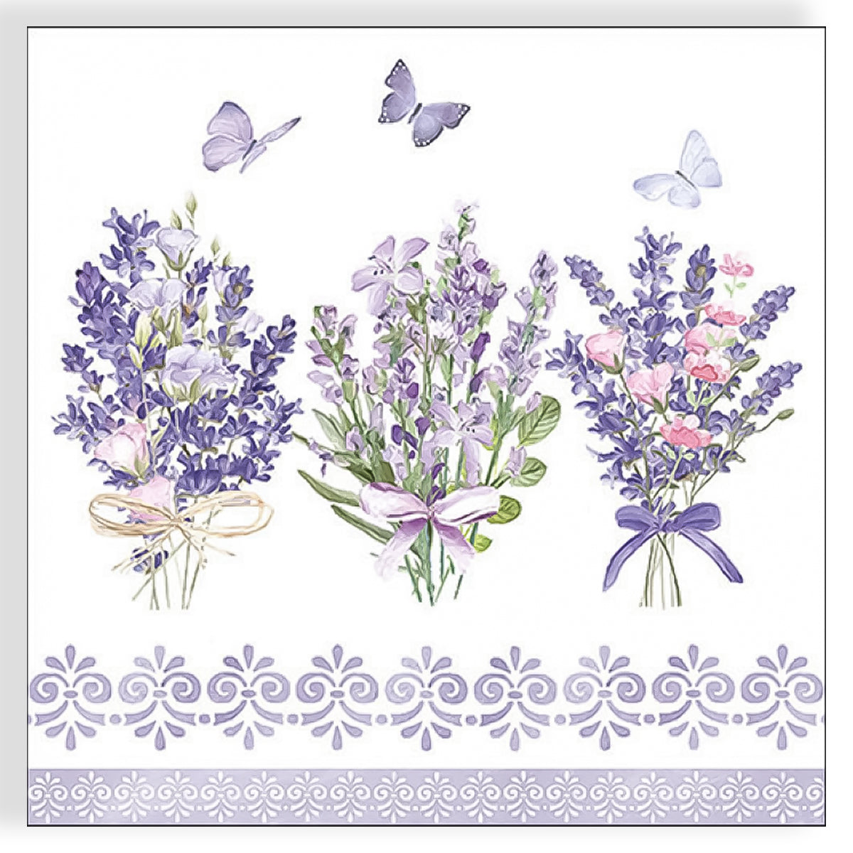 Guardanapo para Decoupage Ambiente 33x33cm com 20 Unidades - Lavanda e Borboletas