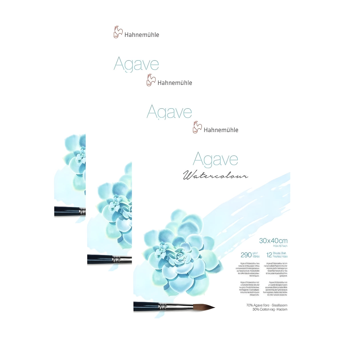 Bloco de Papel para Aquarela Hahnemühle Agave Watercolour 290g/m² Com 12 Folhas