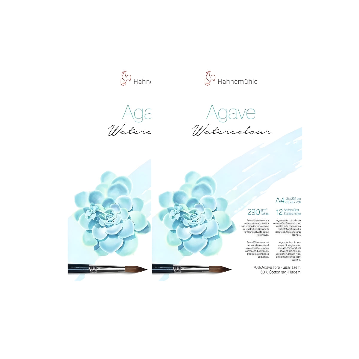 Bloco de Papel para Aquarela Hahnemühle Agave 290g/m² Textura Fina Com 12 Folhas A3 e A4