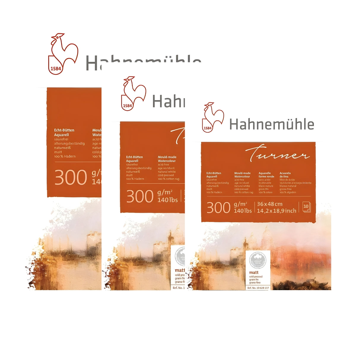 Bloco de Papel para Aquarela Hahnemühle William Turner 300g/m² Textura Fina com 10 Folhas