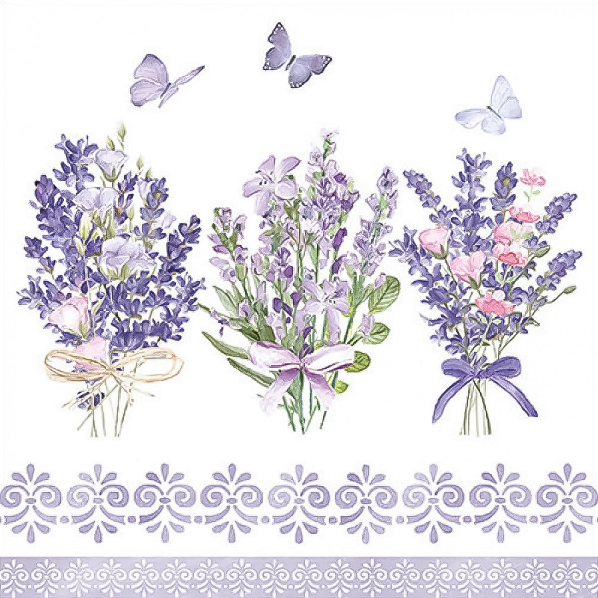 Guardanapo para Decoupage Ambiente 33x33cm com 2 Unidades - Lavanda e Borboletas
