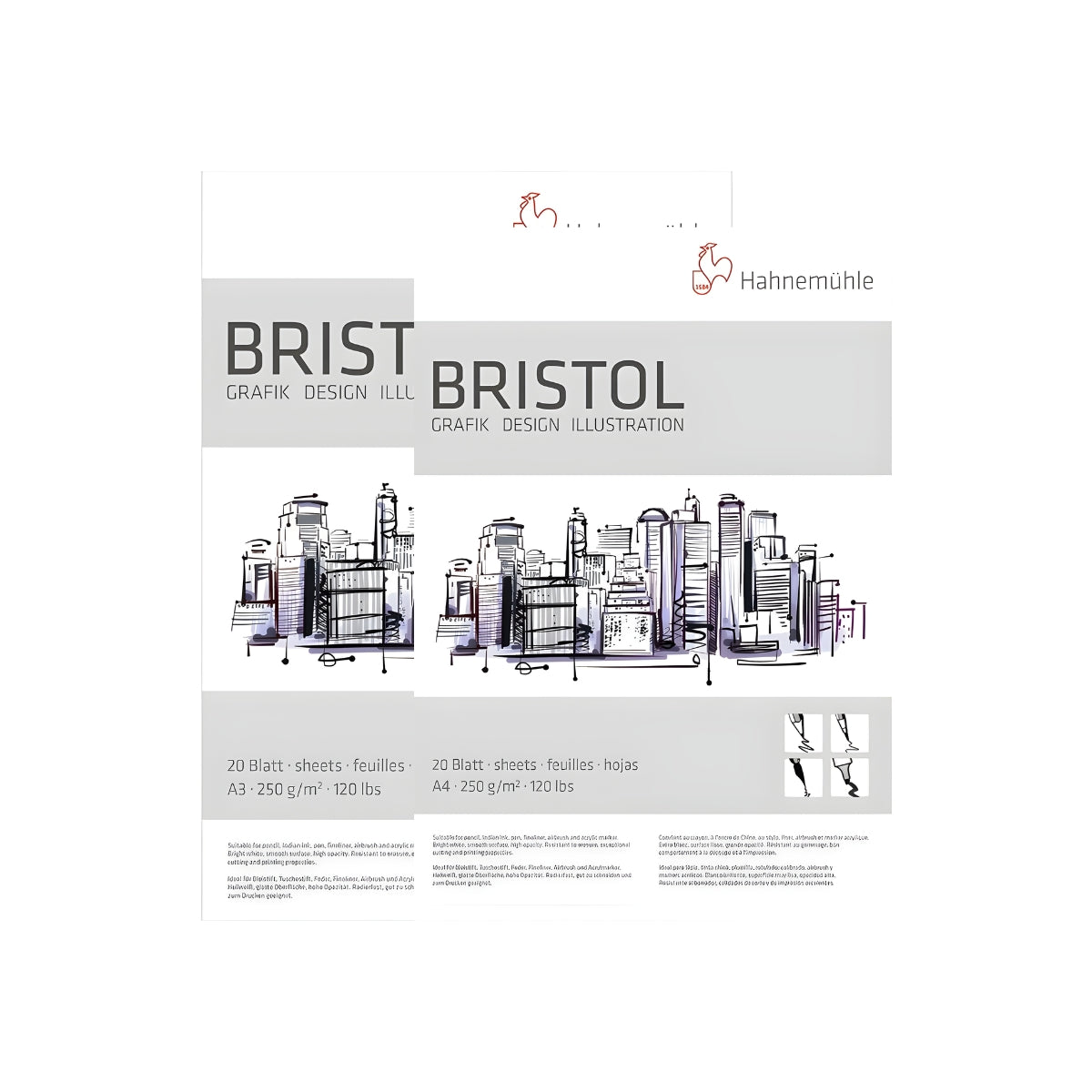 Bloco de Desenho Hahnemühle Bristol Board 250g/m² com 20 Folhas 