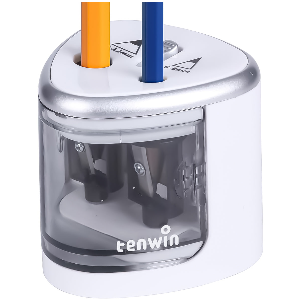 Apontador Eletrico Furo Tenwin 2 Furos para Lapis Comum e Jumbo - Branco