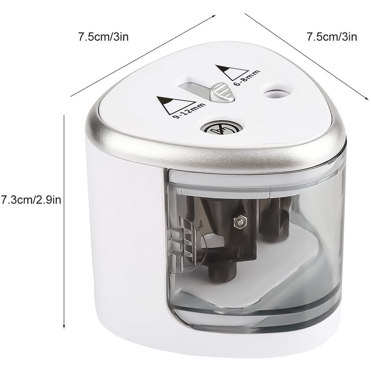 Apontador Eletrico Furo Tenwin 2 Furos para Lapis Comum e Jumbo - Branco