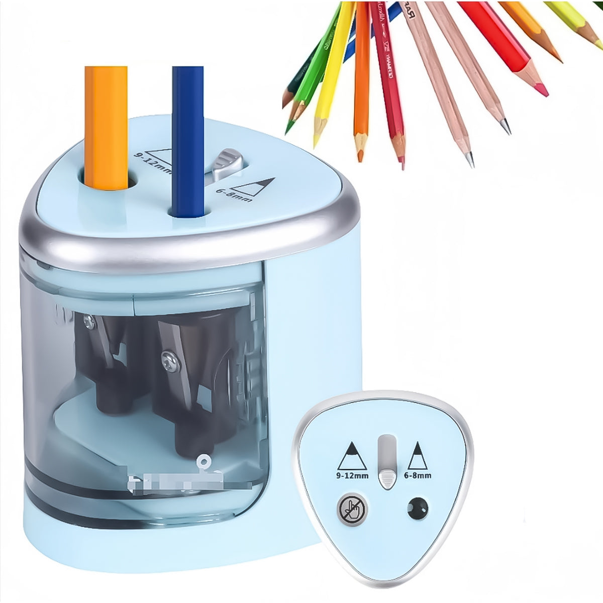Apontador Eletrico Furo Tenwin 2 Furos para Lapis Comum e Jumbo - Azul