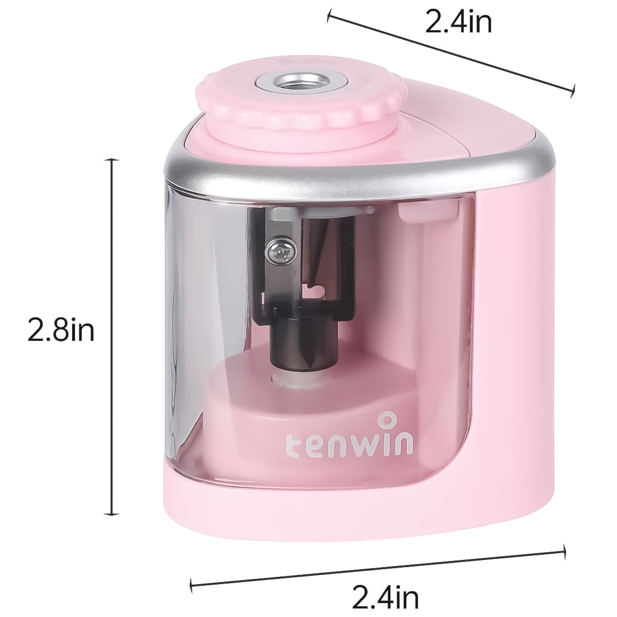 Apontador Eletrico Portátil Comum Furo Tenwin para Lapis - Rosa