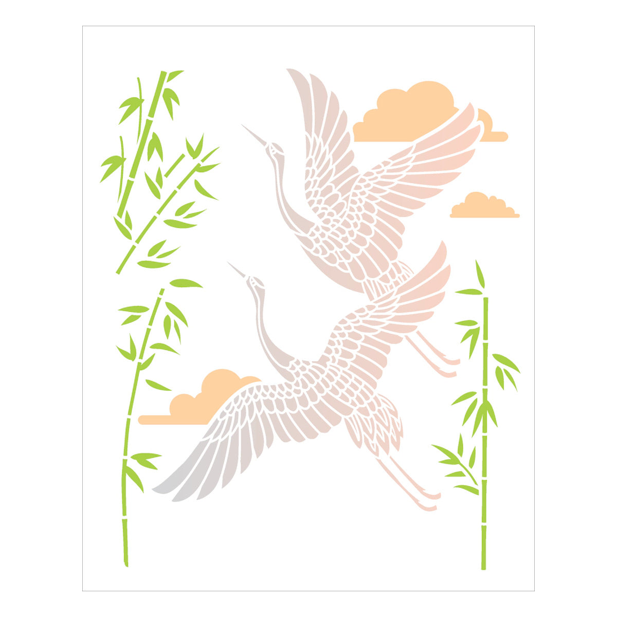 Stencil Oriental Tsuru 20x25cm para Pintura Decorativa e Artesanato 3180 - Opa