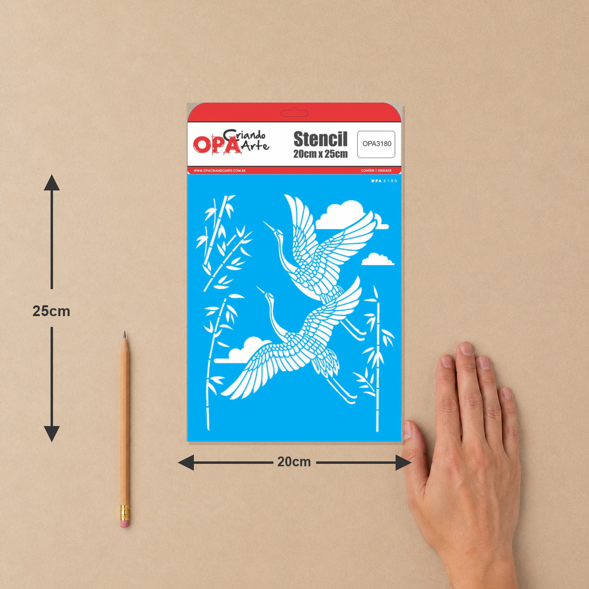 Stencil Oriental Tsuru 20x25cm para Pintura Decorativa e Artesanato 3180 - Opa