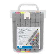 Estojo de Marcador Graf Duo Brush Corpo Cinza com 36 Cores - Cis