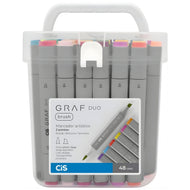 Estojo de Marcador Graf Duo Brush Corpo Cinza com 48 Cores - Cis