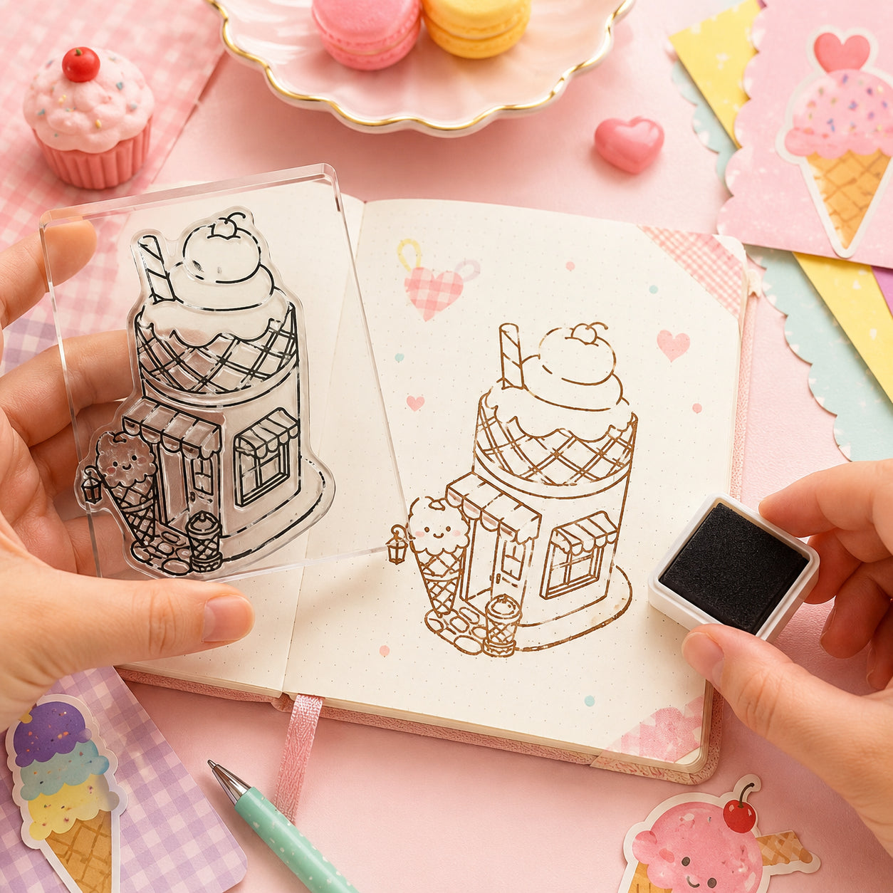 Kit Carimbos Decorativos M Sorveteria Scrapbook - Lilipop