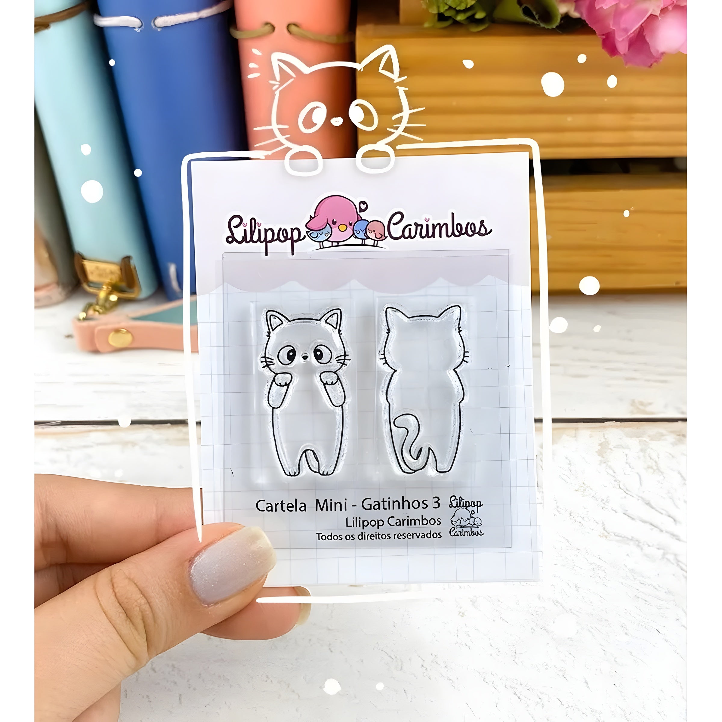 Mini Carimbo Decorativo Gatinho 3 Scrapbook - Lilipop