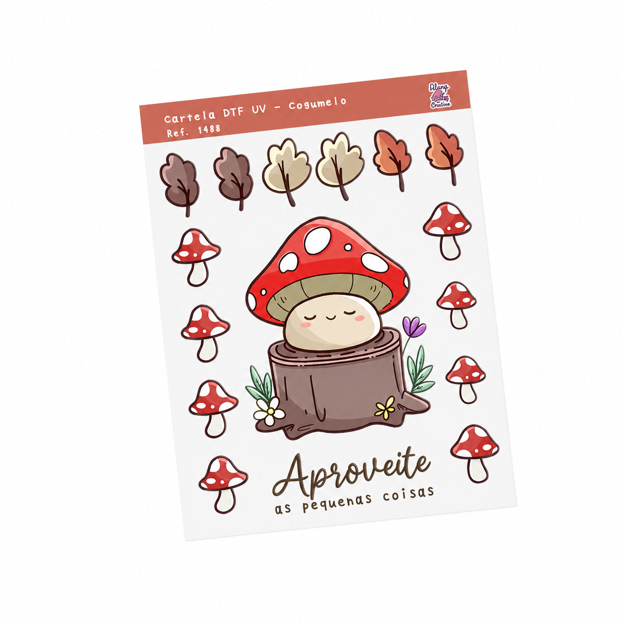 Cartela de Adesivo Dtf Uv Cogumelo para Artesanato e Personalização - Lilipop