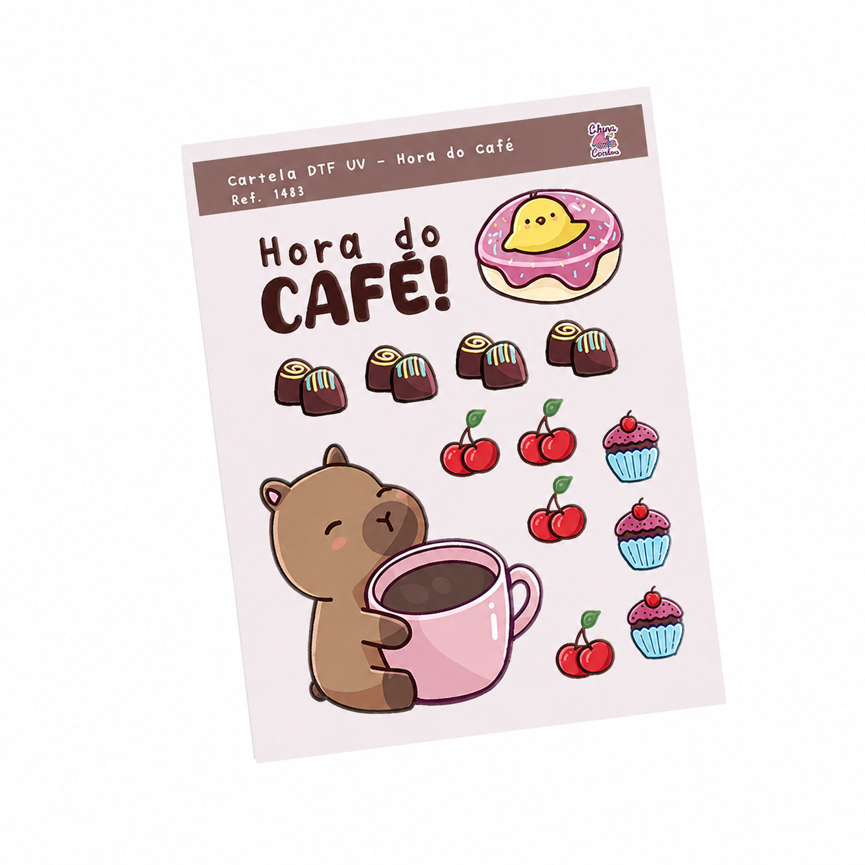 Cartela de Adesivo Dtf Uv Hora do Café para Artesanato e Personalização - Lilipop