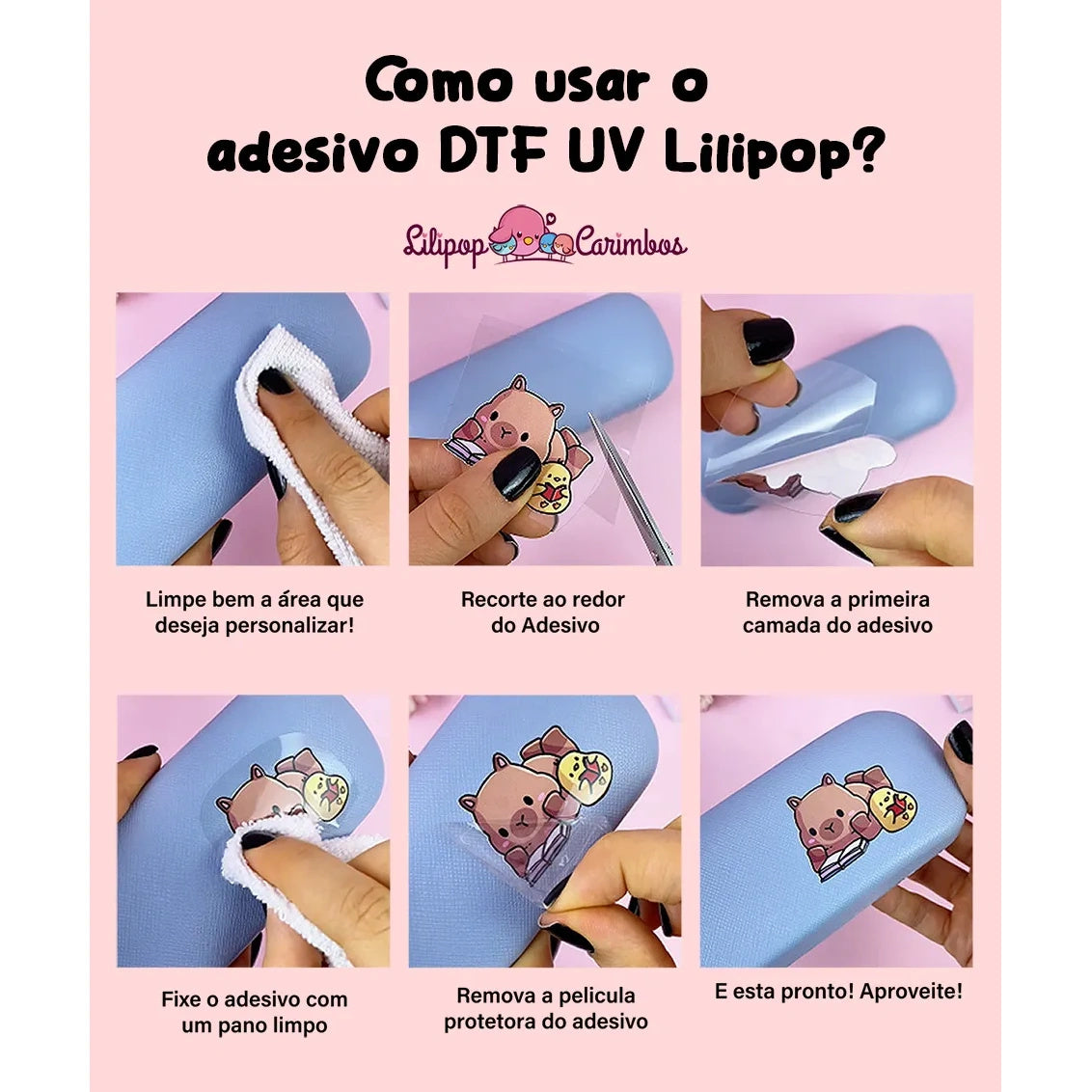 Cartela de Adesivo Dtf Uv Hora do Café para Artesanato e Personalização - Lilipop
