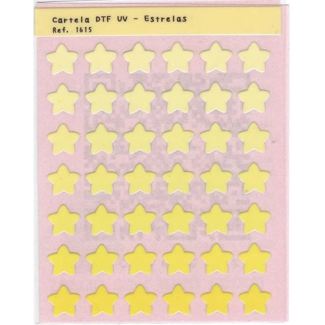 Cartela de Adesivo Dtf Uv Estrela para Artesanato e Personalização - Lilipop