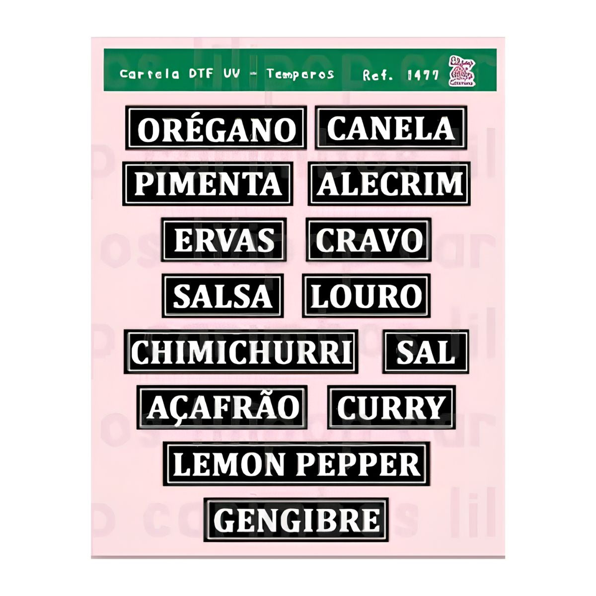 Cartela de Adesivo Dtf Uv Tempero para Artesanato e Personalização - Lilipop
