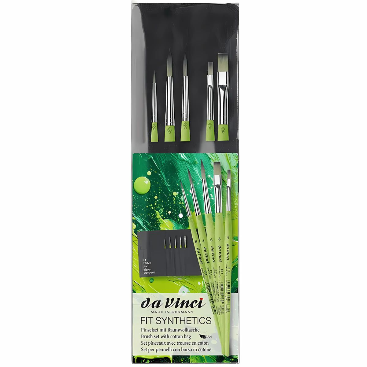 Kit de Pincel da Vinci Fit 4069 com 5 Unidades e Estojo de Tecido