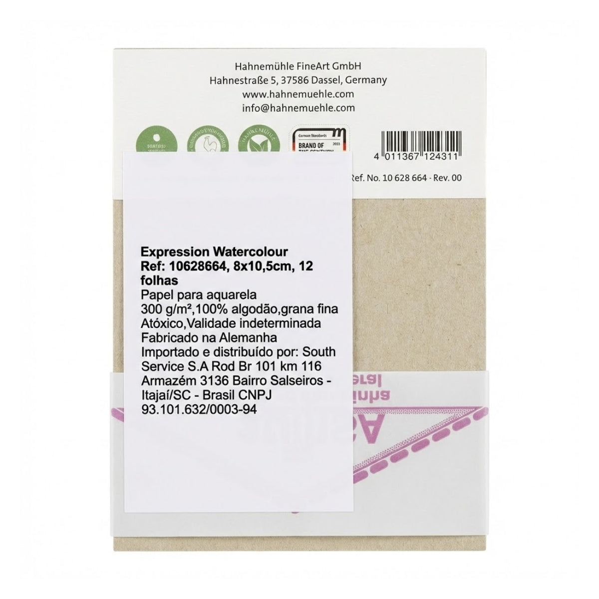 Mini Bloco Hahnemuhle Watercolour Expression 300g/m2 Textura Fina 08x10,5cm com 12 Folhas