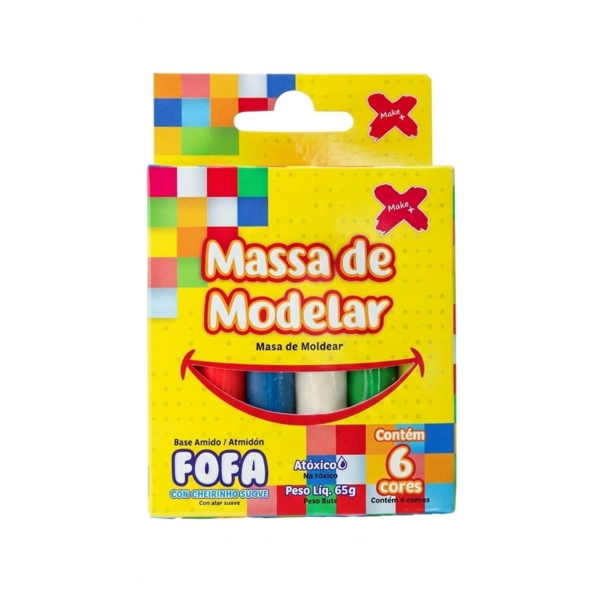 Kit Massa Modelar 90g com 6 Cores - Make+