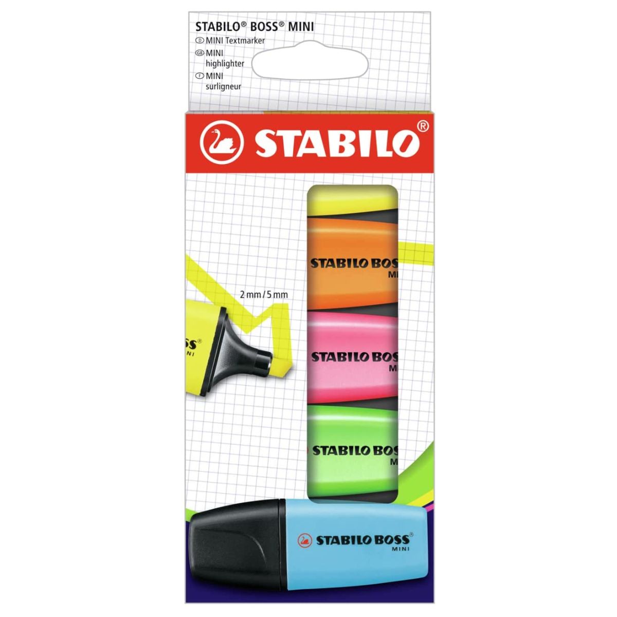 Estojo de Marcador Mini Boss Stabilo com 05 Cores